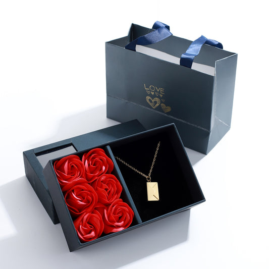 Love Letter Necklace and Rose Gift Set