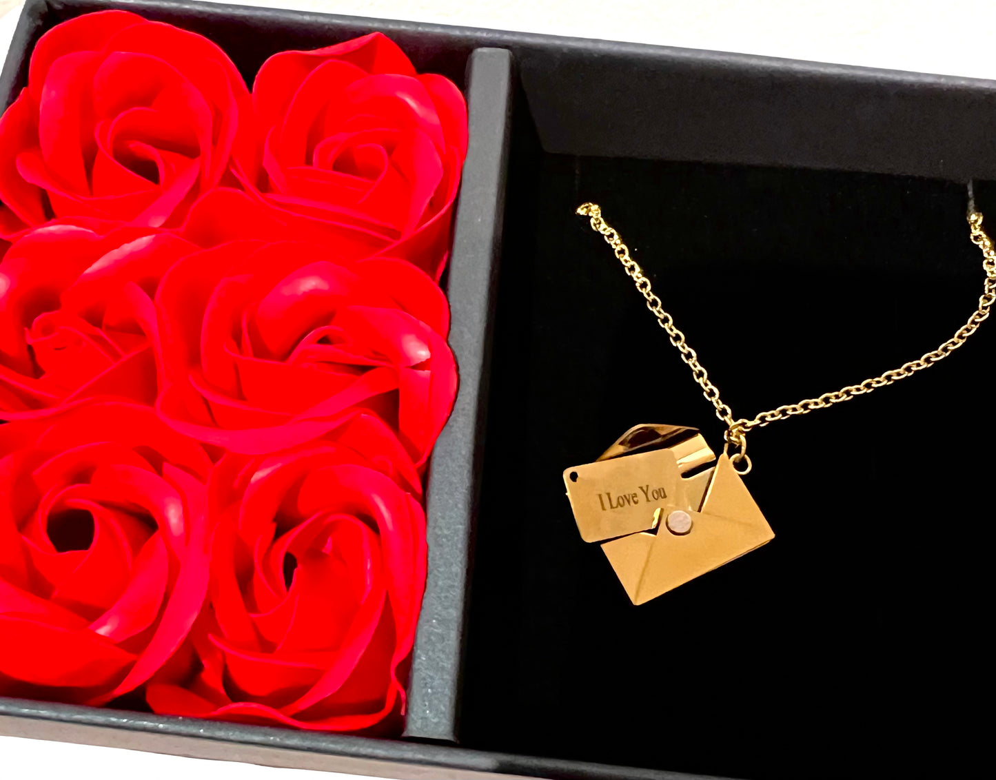 Love Letter Necklace and Rose Gift Set
