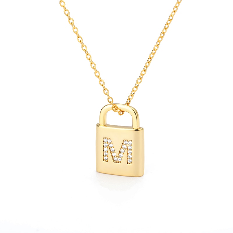 Monogrammed Lock Chain Necklace