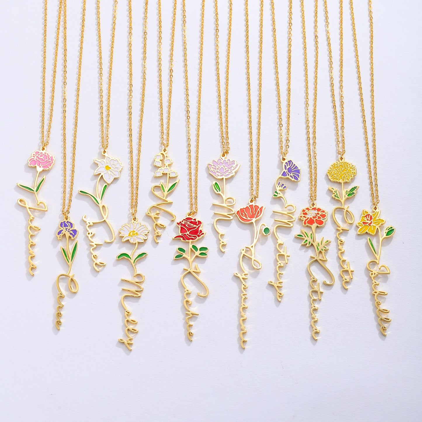 Personalized Birth Flower Necklace