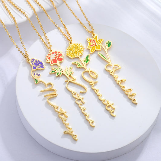 Personalized Birth Flower Necklace