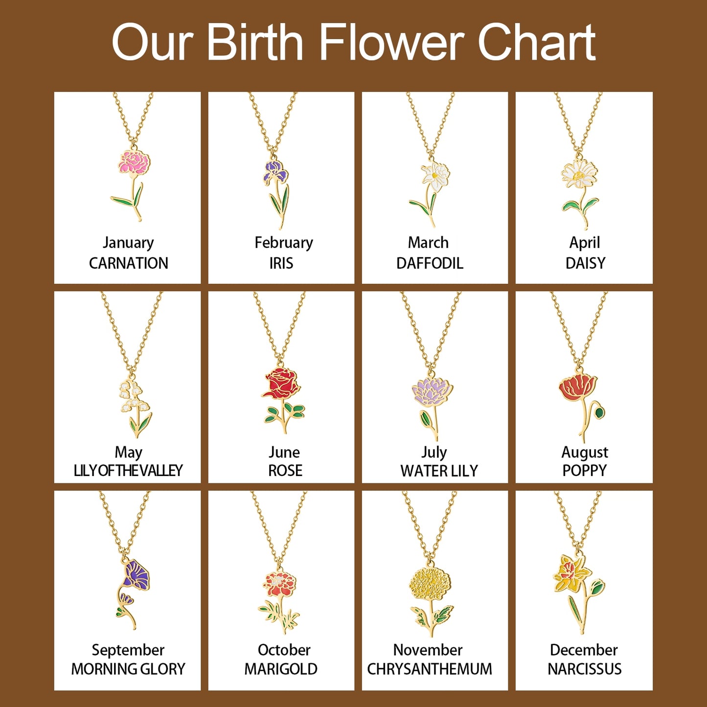 Personalized Birth Flower Necklace