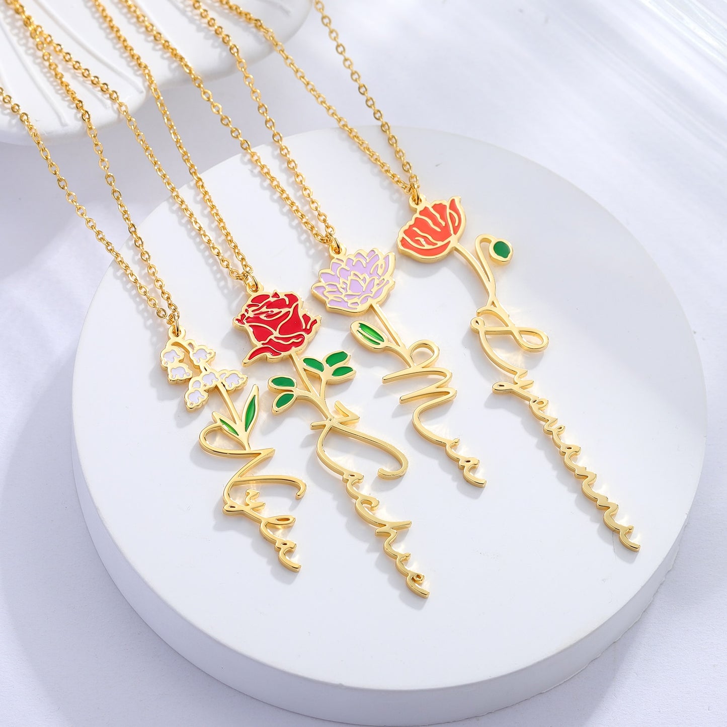 Personalized Birth Flower Necklace